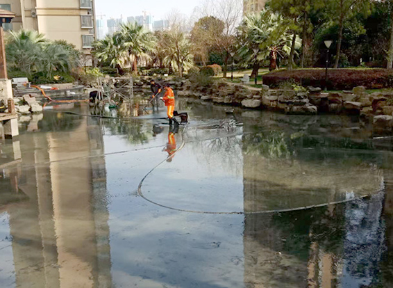 阳明景观池淤泥清理